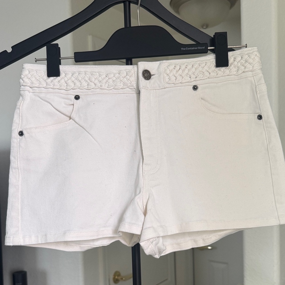Forever 21 Cream Braided Waist Cargo Shorts